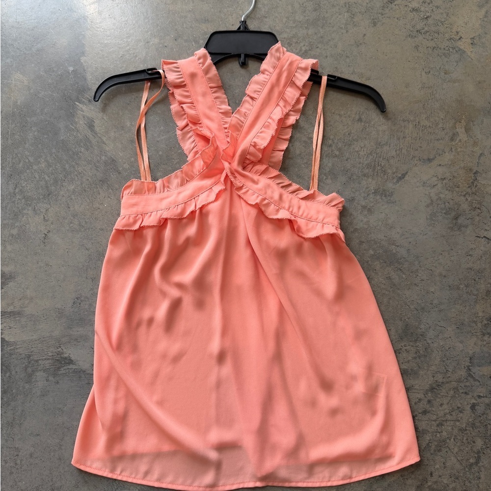 J. Crew Coral Ruffle-Detail Cross Front Camisole